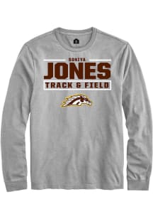 Soniya Jones Western Michigan Broncos Grey NIL Stacked Box Long Sleeve Player T Shirt