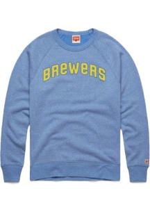 Homage Milwaukee Brewers Mens Light Blue Retro Jersey Long Sleeve Fashion Sweatshirt