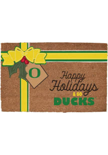 Oregon Ducks Holiday Bow 19.5x29.5 Door Mat