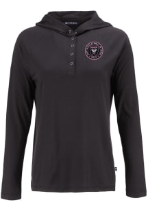 Cutter and Buck Inter Miami CF Womens Black Coastline Eco Hooded Sweatshirt