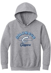 Summit Sportswear Columbus Clippers Youth Grey Vintage Arch Script Long Sleeve Hoodie