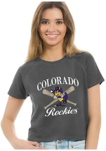 Dinger  Soft As A Grape Colorado Rockies Womens Grey Baby Short Sleeve T-Shirt
