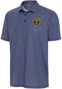 Antigua Denver Nuggets Mens Navy Blue Trellis Short Sleeve Polo
