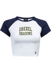 Hype and Vice Drexel Dragons Womens White Homerun Short Sleeve T-Shirt
