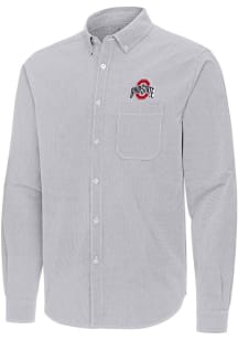 Antigua Ohio State Buckeyes Mens Ash Porter Long Sleeve Dress Shirt