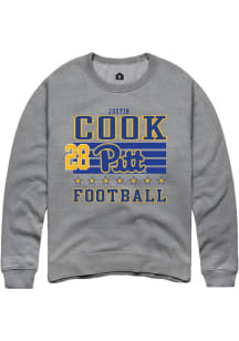 Justin Cook Pitt Panthers Mens Grey Football NIL Striped Player Crew