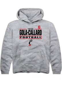 Trevon Gola-Callard Rally Cincinnati Bearcats Youth NIL Stacked Box Long Sleeve Player Hoodie Grey