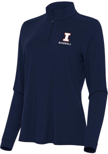 Antigua Illinois Fighting Illini Womens Navy Blue Baseball Intent Qtr Zip