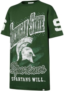 47 Michigan State Spartans Womens Green Gemstone Swash Short Sleeve Dress