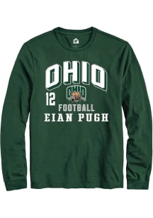 Eian Pugh Ohio Bobcats Green Football NIL Arch Logo Long Sleeve Player T Shirt