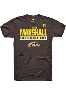 Terence Marshall Western Michigan Broncos Brown Football NIL Stacked Box Short Sleeve Player T Shi..