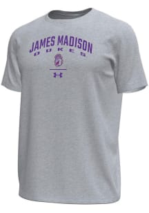 Under Armour James Madison Dukes Grey Arch over logo Tech Stretch Short Sleeve T Shirt