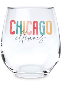 Chicago Stemless Watercolor Stemless Wine Glass - White