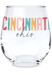 Cincinnati Stemless Watercolor Stemless Wine Glass - White