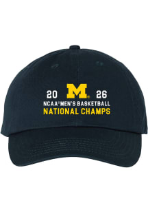 Michigan Wolverines 2026 Men's Basketball National Champs Dad Hat Adjustable Hat - Navy Blue