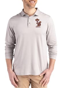 Cutter and Buck Minnesota Golden Gophers Mens Grey Vault Coastline Long Sleeve Polo Shirt