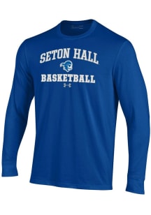 Under Armour Seton Hall Pirates Blue Basketball Performance Long Sleeve T Shirt