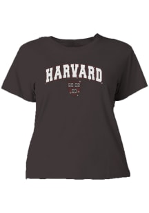 Summit Sportswear Harvard Crimson Womens Dark Grey Rhinestone Baby Short Sleeve T-Shirt