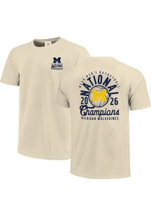 Michigan Wolverines Ivory 2026 Men's Basketball National Champions Mascot Overlay Short Sleeve T S..
