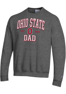 Champion Ohio State Buckeyes Mens Charcoal Est Date Dad Powerblend Long Sleeve Crew Sweatshirt