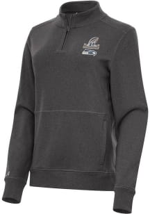 Antigua Seattle Seahawks Womens Black 2025 NFC Champions Crush Qtr Zip