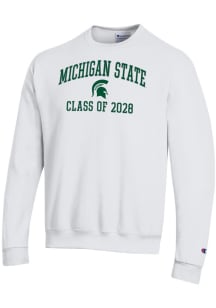 Champion Michigan State Spartans Mens White Font Class of 2028 Powerblend Long Sleeve Crew Sweatsh..