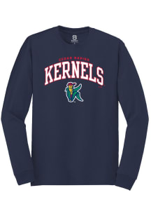 Summit Sportswear Cedar Rapids Kernels Navy Blue Arch Mascot Long Sleeve T Shirt