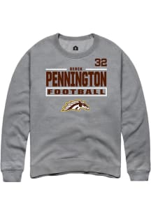Derek Pennington Western Michigan Broncos Mens Grey Football NIL Stacked Box Player Crew