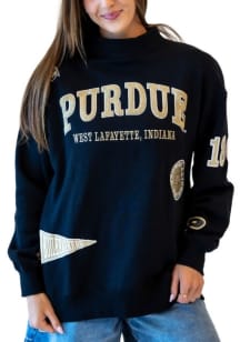 Gameday Social Purdue Boilermakers Womens Black All Over Scatter Crew Sweatshirt