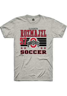 Elizabeth Rozmajzl Ohio State Buckeyes Ash NIL Striped Short Sleeve Player T Shirt