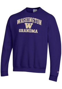 Champion Washington Huskies Mens Purple Grandma Powerblend Long Sleeve Crew Sweatshirt