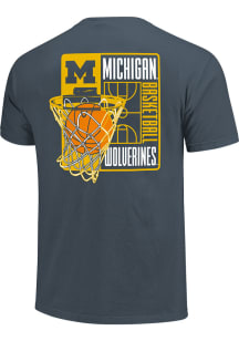Michigan Wolverines Navy Blue Basketball Short Sleeve T Shirt