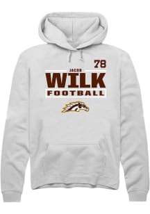 Jacob Wilk Western Michigan Broncos Mens White Football NIL Stacked Box Player Hood