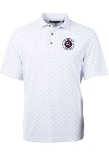 Cutter and Buck New England Revolution Mens White Virtue Eco Pique Tile Short Sleeve Polo