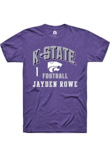 Jayden Rowe K-State Wildcats Purple Football NIL Arch Logo Short Sleeve Player T Shirt