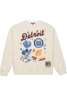 Mitchell and Ness Detroit Tigers Womens White Sketched out Crew Sweatshirt