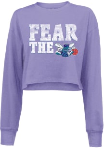 Charlotte Hornets Womens Lavender Cotton Crop LS LS Tee
