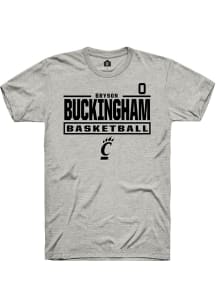 Bryson Buckingham Cincinnati Bearcats Ash NIL Stacked Box Short Sleeve Player T Shirt