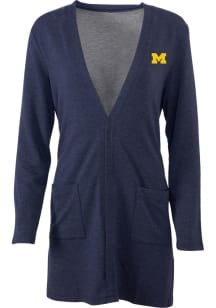 Michigan Wolverines Womens Blue Beachwood Cashtec Long Sleeve Cardigan