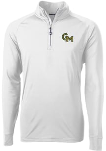 Cutter and Buck George Mason University Mens White Adapt Knit Long Sleeve Qtr Zip Pullover