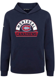Levelwear Montreal Canadiens Youth Navy Blue Podium Jr Banner Arch Long Sleeve Hoodie