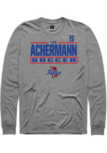 Luc Achermann Tulsa Golden Hurricane Graphite NIL Stacked Box Long Sleeve Player T Shirt