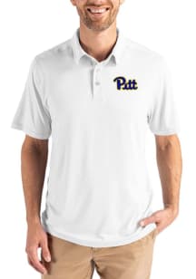 Cutter and Buck Pitt Panthers Mens White Coastline Eco Short Sleeve Polo