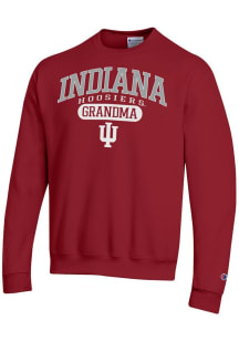 Champion Indiana Hoosiers Mens Crimson Pill Box Grandma Powerblend Long Sleeve Crew Sweatshirt