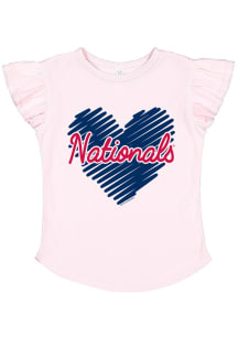 Washington Nationals Toddler Girls Pink Sketched Heart Short Sleeve T-Shirt