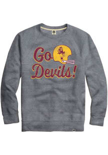 Rally Arizona State Sun Devils Mens Grey Triblend Football Long Sleeve Fashion Sweatshirt