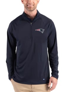 Cutter and Buck New England Patriots Mens Navy Blue Team Prospect Eco Big and Tall Qtr Zip