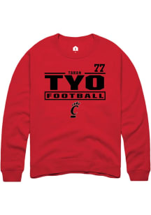 Taran Tyo Cincinnati Bearcats Mens Red Football NIL Stacked Box Player Crew