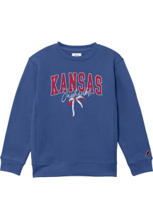 Kansas Jayhawks Girls Blue Team Script Long Sleeve Sweatshirt