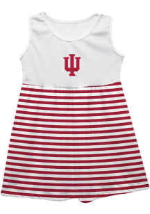 Vive La Fete Indiana Hoosiers Girls Crimson Stripes Short Sleeve Dress